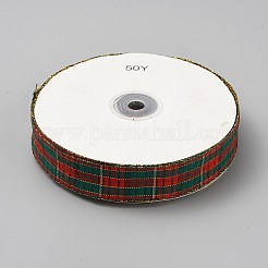 Red and Green Checkered Christmas Polyester Ribbon&nbsp;OCOR-WH0101-85C