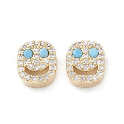 Brass Micro Pave Cubic Zirconia Beads&nbsp;KK-M241-01M