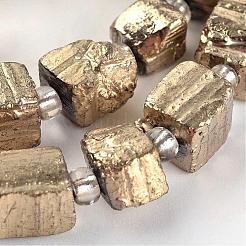 Nuggets Electroplated Natural Pyrite Beads Strands&nbsp;G-I177-04