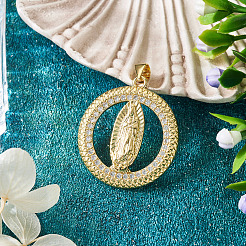 1Pc Brass Micro Pave Cubic Zirconia Pendants&nbsp;KK-TA0002-80A-G