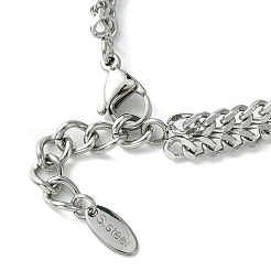 Cubic Zirconia Oval Link Bracelet with 304 Stainless Steel Chains&nbsp;BJEW-Q775-02P