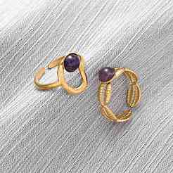 304 Stainless Steel Adjustable Open Cuff Rings&nbsp;RJEW-A071-02B-G