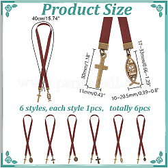 6Pcs Cowhide Leather Bookmarks&nbsp;AJEW-HY00014