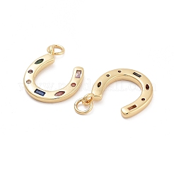 Horseshoe Rack Plating Brass Micro Pave Cubic Zirconia Pendants&nbsp;KK-G512-26G