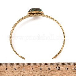 Synthetic Bronzite and Malachite Half Round 304 Stainless Steel Leaf Cuff Bangle for Women&nbsp;BJEW-JB14491-02