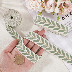 3Skeins 3 Colors Polyester Leaf Jacquard Ribbons&nbsp;SRIB-CY0001-45