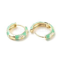 Daisy Flower Enamel Hoop Earrings&nbsp;EJEW-G290-01G-C