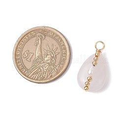Copper Wire Wrapped Natural Rose Quartz & Natural Cultured Freshwater Pearl Beads Pendants&nbsp;PALLOY-JF03645-01