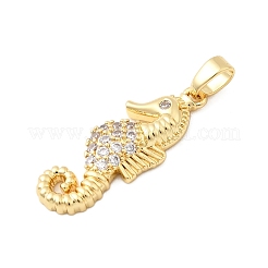 Brass Micro Pave Clear Cubic Zirconia Pendants&nbsp;KK-G542-02G-01