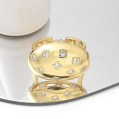 Brass Micro Pave Clear Cubic Zirconia Cuff Rings&nbsp;LS-RJEW-M029-04G