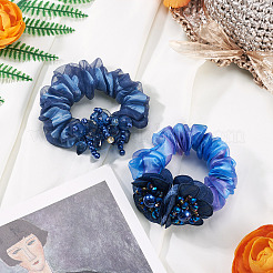 2Pcs 2 Colors Chic Solid Color French Satin Pigtail Hair Tie for Elegant Hairstyles&nbsp;OHAR-TA0001-11