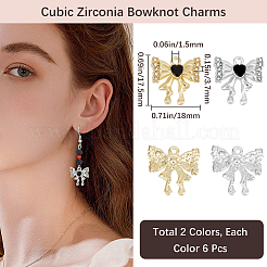 12Pcs 2 Colors Alloy Micro Pave Cubic Zirconia Charms&nbsp;FIND-BBC0003-42