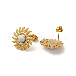 Natural Howlite Sun Stud Earrings&nbsp;EJEW-D075-01E-G