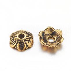 6-Petal Tibetan Style Alloy Flower Bead Caps&nbsp;TIBE-S220-AG-RS
