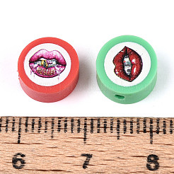 Printed Handmade Polymer Clay Beads&nbsp;CLAY-T022-12G