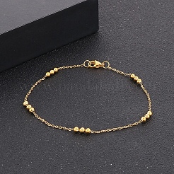 304 Stainless Steel Round Beaded Link Chain Bracelets for Women&nbsp;BJEW-D033-01G