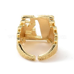 Rectangle with Word Mco Brass Open Cuff Ring&nbsp;RJEW-G270-06G