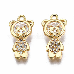 Brass Micro Pave Clear Cubic Zirconia Pendants&nbsp;KK-T063-80G-NF