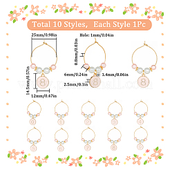 Flat Round with Number 0~9 Alloy Enamel Wine Glass Charms&nbsp;AJEW-SC0002-04