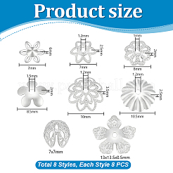 64Pcs 8 Styles Brass Bead Caps&nbsp;KK-PH0014-55