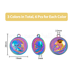 18Pcs 3 Colors 201 Stainless Steel Pendants&nbsp;STAS-DC0013-72