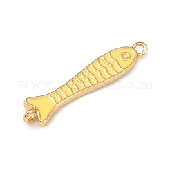 Brass Enamel Fish Connector Charms&nbsp;KK-L255-15G-04
