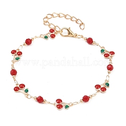 Alloy Enamel & Glass Link Chain Bracelets&nbsp;BJEW-A156-05G