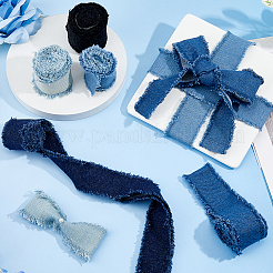 5Pcs 5 Colors Polyester Denim Fabric Ribbon&nbsp;DIY-FH0008-06