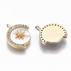 Brass Micro Pave Clear Cubic Zirconia Charms&nbsp;KK-T062-30G-NF