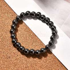 Synthetic Hematite Round Beaded Stretch Bracelet&nbsp;BJEW-F203-10