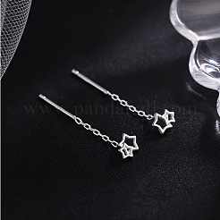 999 Fine Sterling Silver Star Ear Threads&nbsp;EJEW-P296-01S