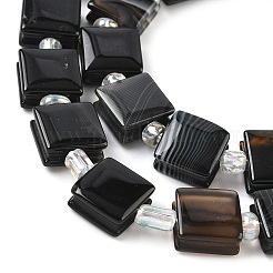 Natural Black Banded Agate/Striped Agate Beads Strands&nbsp;G-F802-B08-01