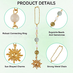 3Pcs Natural Gemstone Beads Pendant Decorations&nbsp;HJEW-CN0001-49