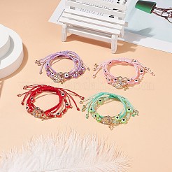3Pcs 3 Style Resin Evil Eye Braided Bead Bracelets Set&nbsp;BJEW-JB08811