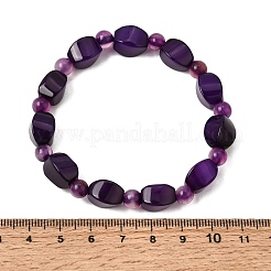 Dyed Natural Blue Lace Agate Faceted Twist Beaded Stretch Bracelets for Women&nbsp;GG-CBA3F02-09