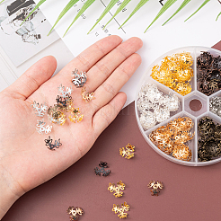 210Pcs 6 Colors 3-Petal Iron Bead Caps&nbsp;IFIN-CJ0001-66