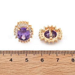 Oval Brass Micro Pave Cubic Zirconia Stud Earrings for Women&nbsp;EJEW-G428-27G-03