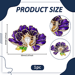Flower Zinc Alloy Enamel Rhinestone Brooches&nbsp;JEWB-WH0001-53G-01