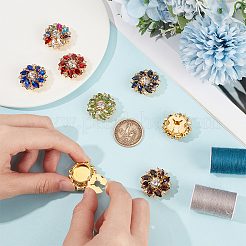 8Pcs 8 Colors Flower Brass & Glass Rhinestone Cufflinks&nbsp;FIND-CY0002-39