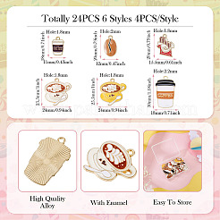 24Pcs 6 Styles Alloy Enamel Pendants&nbsp;ENAM-BG0001-07