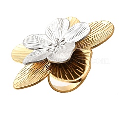 Flower 304 Stainless Steel Finger Rings&nbsp;RJEW-G339-02GP