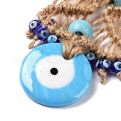Flat Round with Evil Eye Glass Pendant Decorations&nbsp;EVIL-PW0002-18B-01