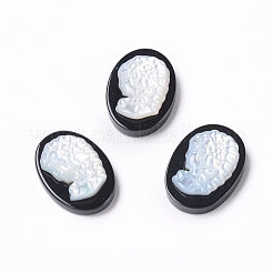 Natural Black Agate Cameo Cabochons&nbsp;G-L556-F