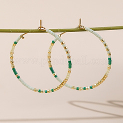 Handmade Glass Seed Beads Hoop Earrings&nbsp;LS-HQ0649-3