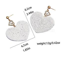 Bohemian Style Handmade Glass Seed Beads Heart Dangle Stud Earrings&nbsp;KE8893-2