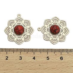 Dyed Synthetic Turquoise Flower Pendants&nbsp;KK-Z088-03G-02