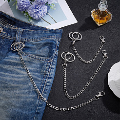 3 Sets 3 Styles Aluminium Twisted Chains for Jeans Pants&nbsp;HJEW-SP0001-53