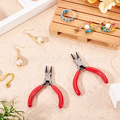 2Pcs 3 Inch Carbon Steel Mini Pliers Round Nose Pliers with Red Handles&nbsp;TOOL-TA0001-17