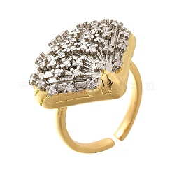 Brass Micro Pave Clear Cubic Zirconia Cuff Rings&nbsp;RJEW-U035-11GP