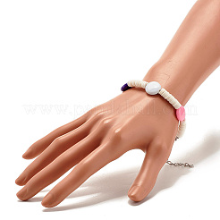 Polymer Clay Heishi Beaded Bracelet with Flat Round for Women&nbsp;BJEW-JB07550